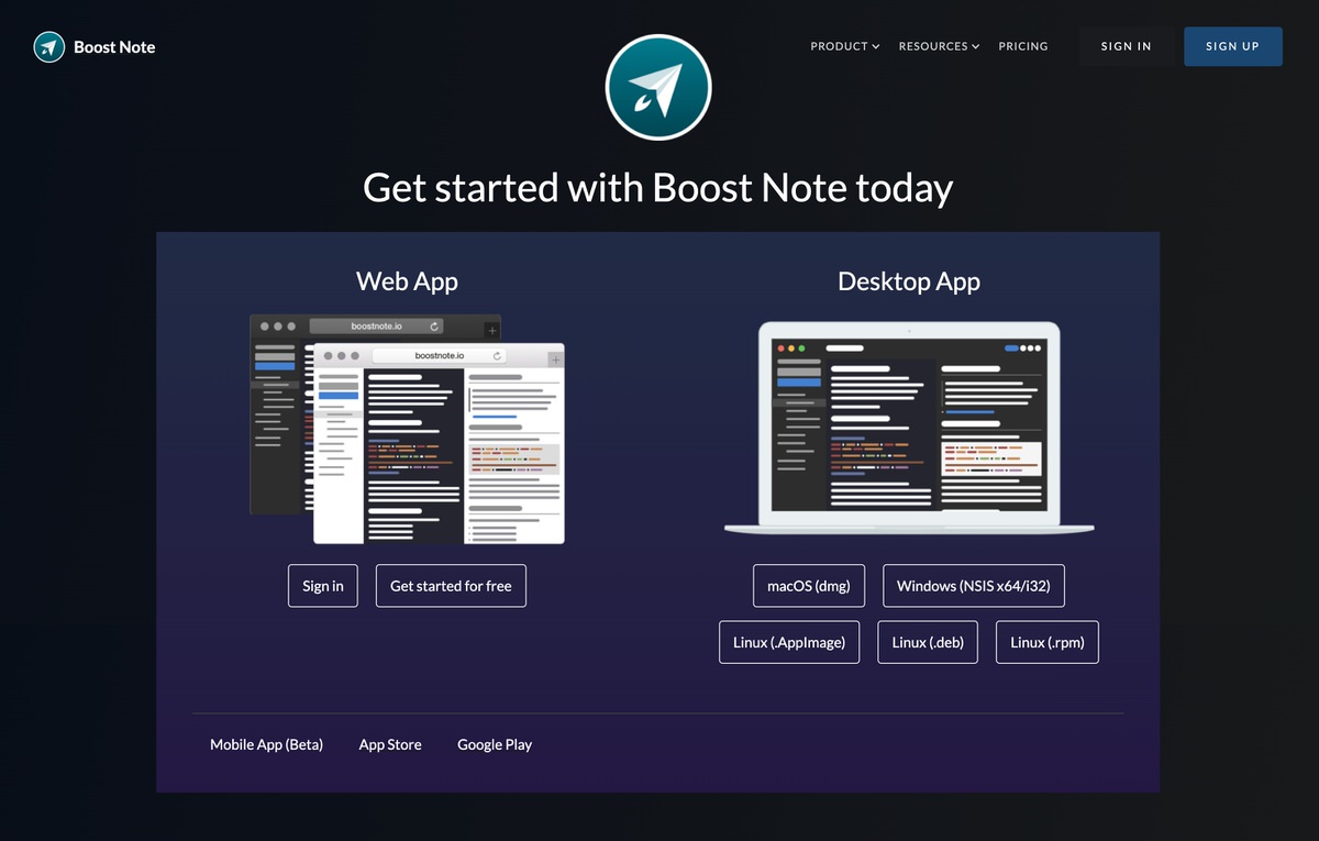 BoostNoteのダウンロード方法