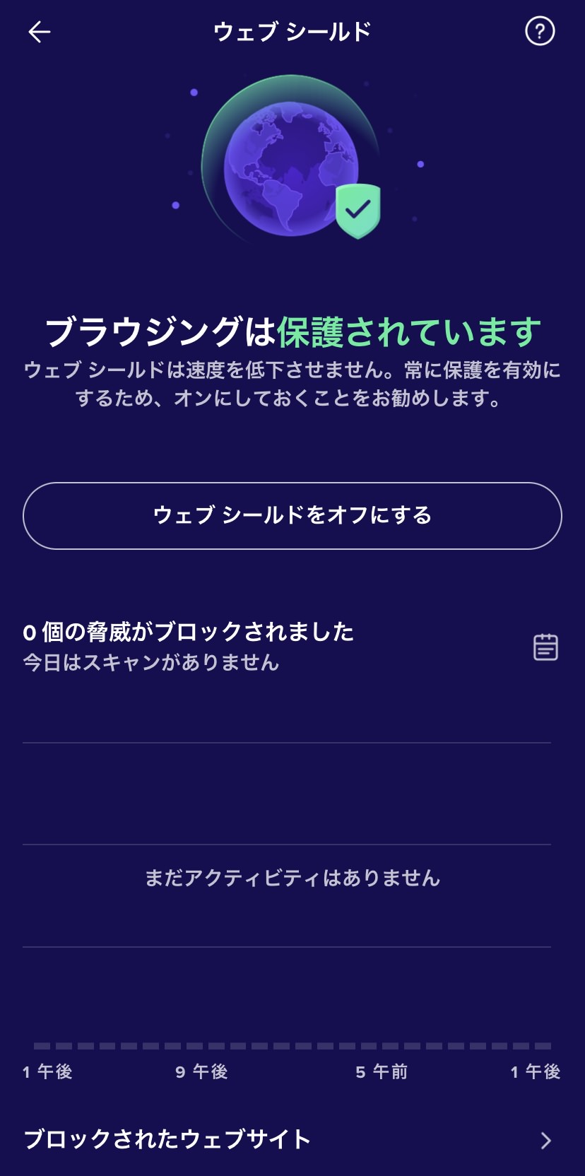 アバスト モバイル セキュリティ iOS版 使用画面