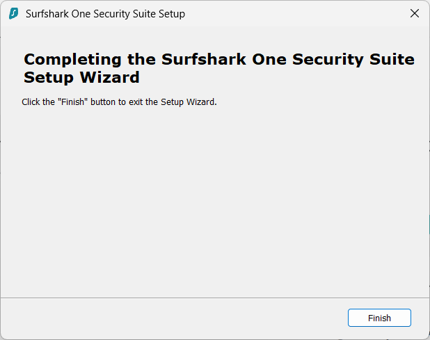 SurfsharkのWindowsインストール完了画面