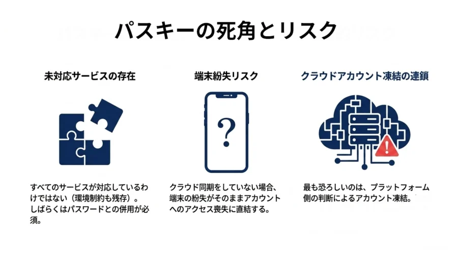 パスキーの3つのリスクの図解