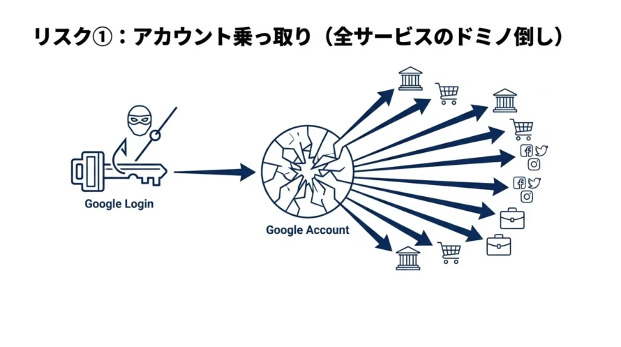 Googleアカウント乗っ取り時のリスクの図解