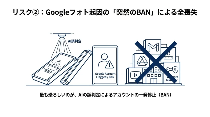 アカウント停止時のリスクの図解
